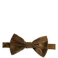 Men Brown 100% Silk Adjustable Neck Papillon Bow Tie