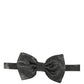 Men Metallic Black Silk Adjustable Neck Papillon Bow Tie