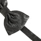Men Metallic Black Silk Adjustable Neck Papillon Bow Tie