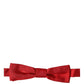 Men Red 100% Silk Adjustable Neck Papillon Bow Tie
