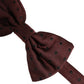 Burgundy Polka Dot Silk Adjustable Neck Papillon Bow Tie