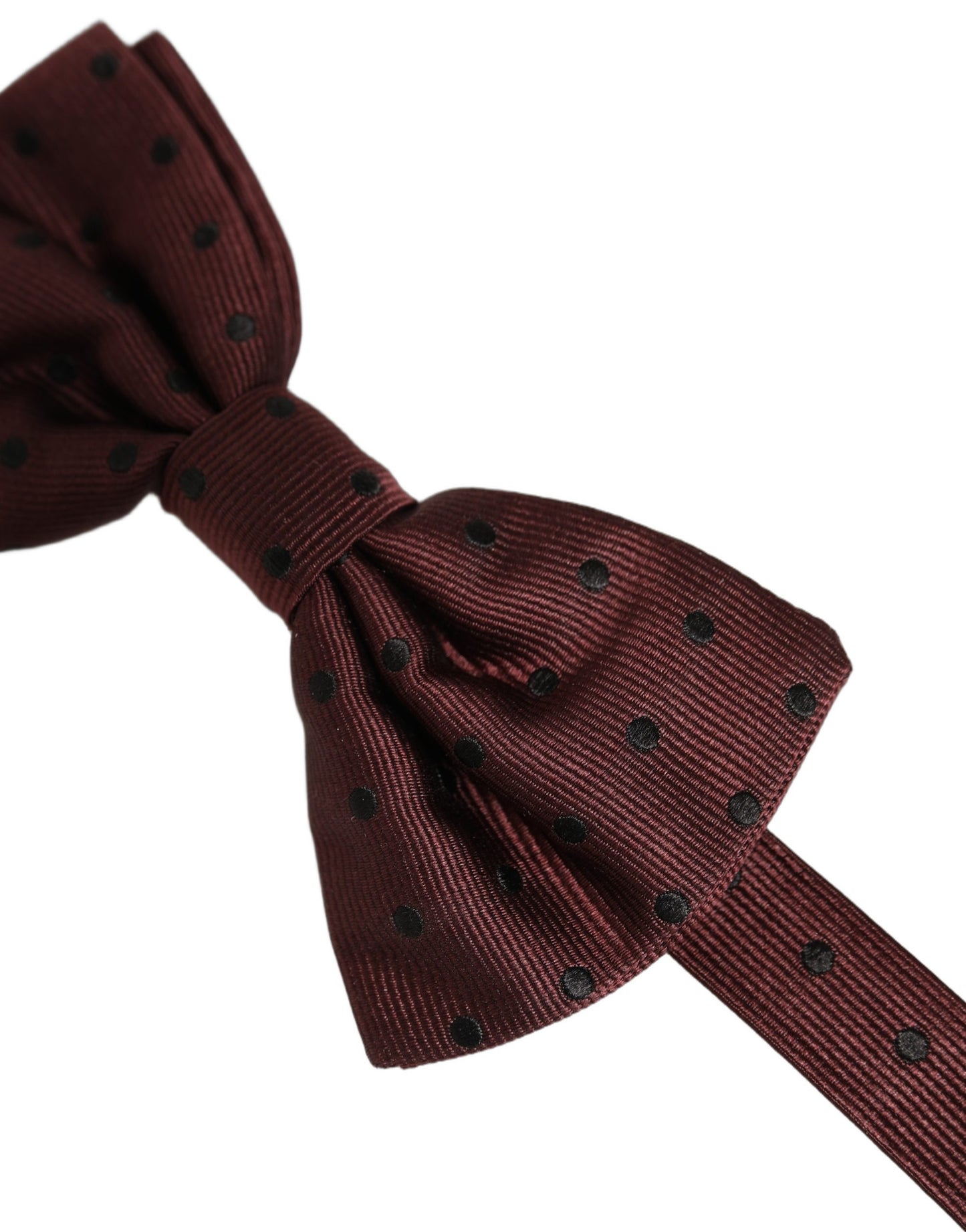 Burgundy Polka Dot Silk Adjustable Neck Papillon Bow Tie