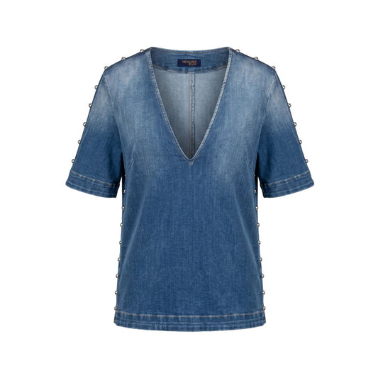 Blue Cotton Women Shirt