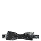 Black Floral Silk Adjustable Neck Men Papillon Bow Tie
