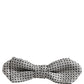 Men Silver Black Polka Dot Adjustable Neck Papillon Bow Tie