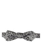 Men Gray Abstract Silk Adjustable Neck Papillon Bow Tie