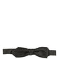 Men Black Dotted Silk Adjustable Neck Papillon Bow Tie