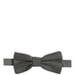 Men Gray Silk Patterned Adjustable Neck Papillon Bow Tie