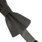 Men Gray Silk Patterned Adjustable Neck Papillon Bow Tie
