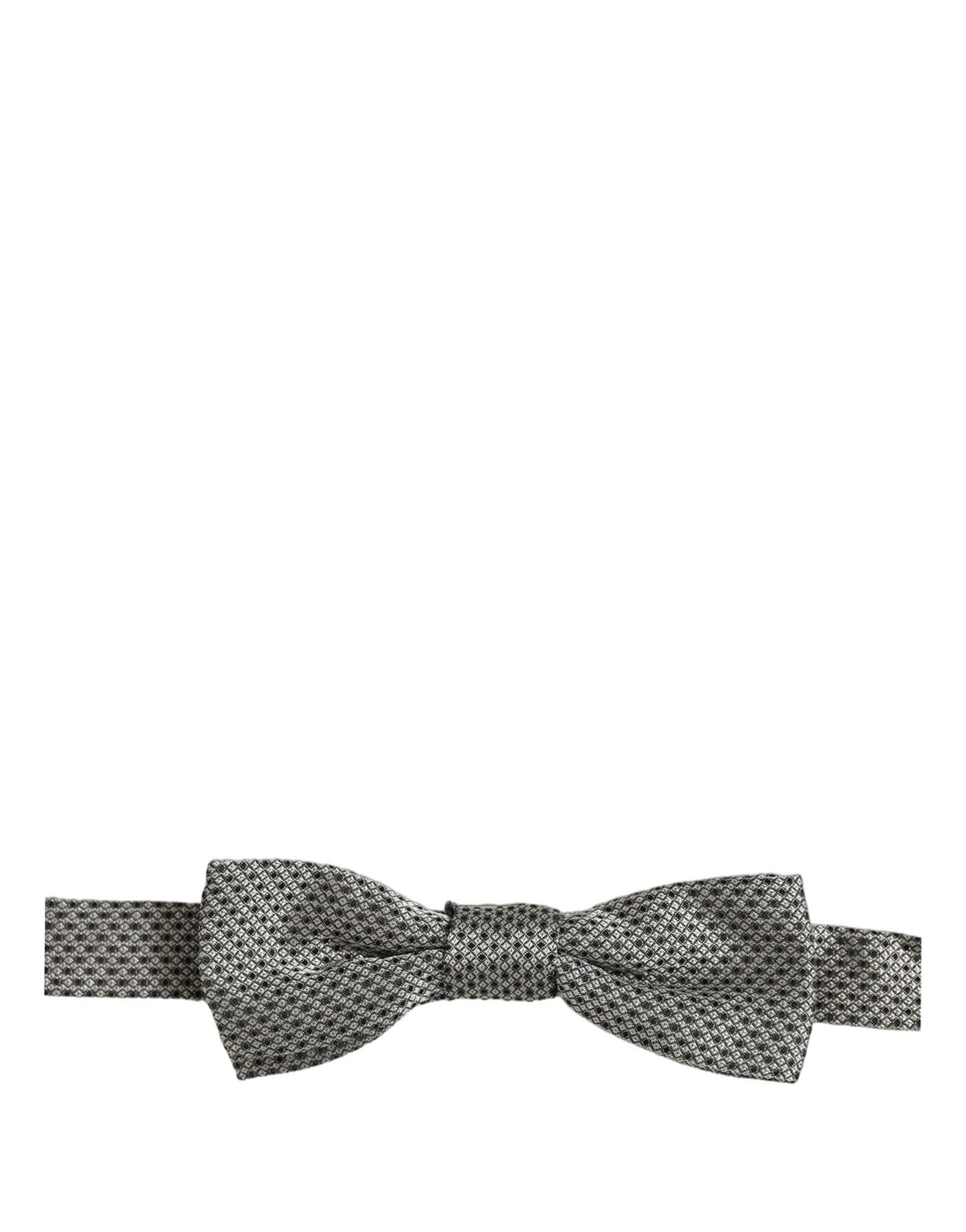 Men Gray Silk Patterned Adjustable Neck Papillon Bow Tie