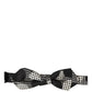 Black White Checkered Adjustable Neck Papillon Bow Tie
