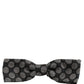 Black White Geometric Silk Adjustable Neck Papillon Bow Tie