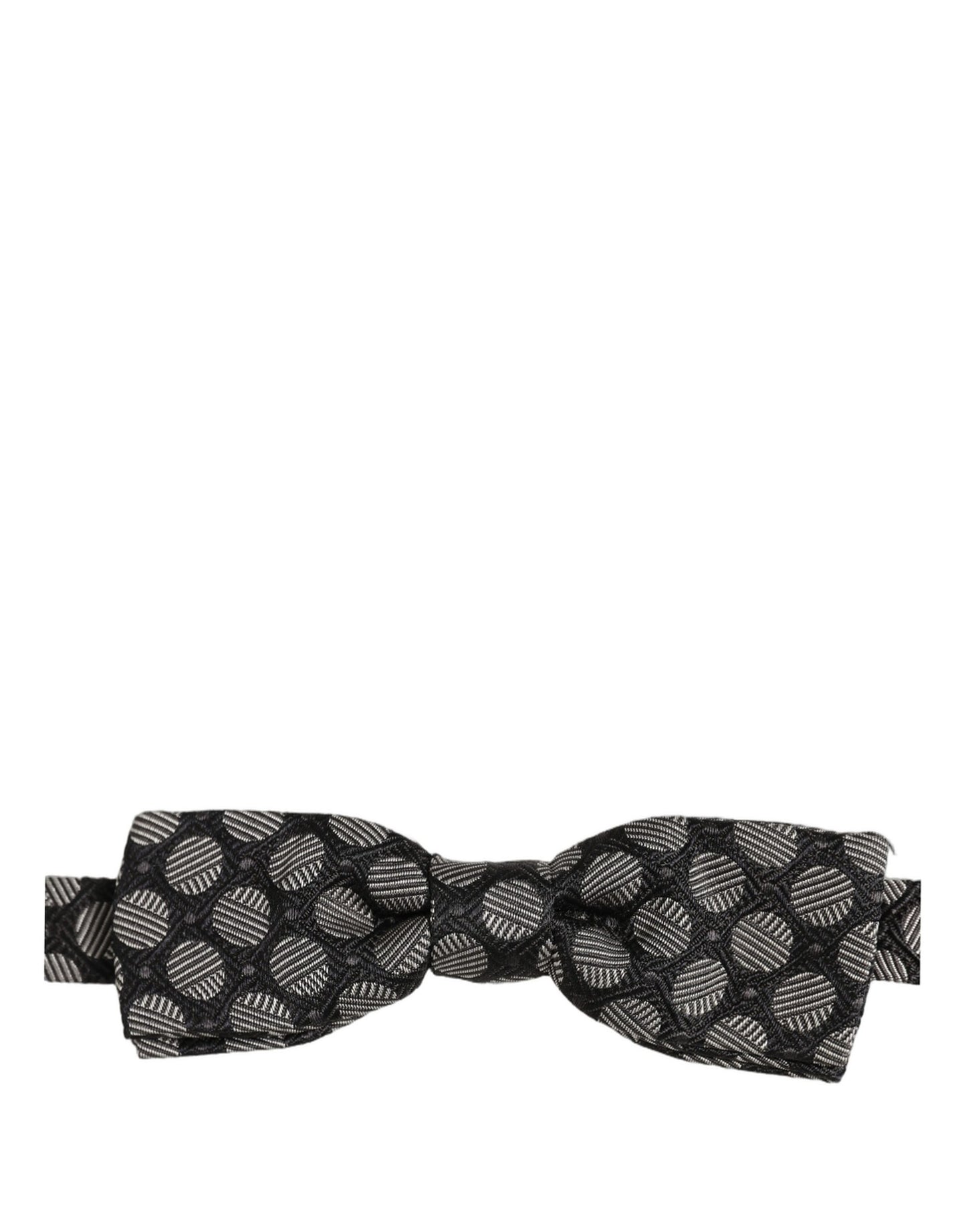 Black White Geometric Silk Adjustable Neck Papillon Bow Tie