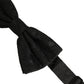 Men Black Paisley Silk Adjustable Neck Papillon Bow Tie