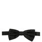 Men Black Paisley Silk Adjustable Neck Papillon Bow Tie