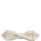 Men White 100% Silk Adjustable Neck Papillon Bow Tie