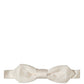 Men Off White Silk Adjustable Neck Papillon Bow Tie
