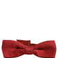 Men Red Polka Dot Silk Adjustable Neck Papillon Bow Tie