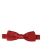 Men Red Polka Dot Silk Adjustable Neck Papillon Bow Tie