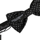 Men Black Patterned Adjustable Neck Papillon Bow Tie