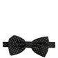 Men Black Patterned Adjustable Neck Papillon Bow Tie