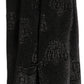Men Black Crown Print Silk Adjustable Tied Necktie Tie