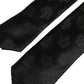 Men Black Crown Print Silk Adjustable Tied Necktie Tie