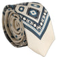 Men Off White Blue Geometric Adjustable Tied Necktie Tie