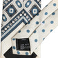 Men Off White Blue Geometric Adjustable Tied Necktie Tie