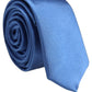 Men Blue 100% Silk Satin Adjustable Tied Necktie Tie