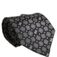 Men Black DG Logo 100% Silk Adjustable Tied Necktie Tie