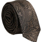 Men Brown Paisley 100% Silk Adjustable Tied Necktie Tie