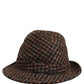 Brown Checkered Wool Tweed Fedora Capello Hats