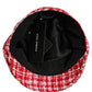 Red White Tweed Textured Baker Boy Capello Hat