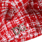 Red White Tweed Textured Baker Boy Capello Hat