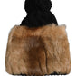 Black Brown Dyed Rabbit Real Fur Winter Beanie Hat