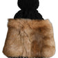 Black Brown Dyed Rabbit Real Fur Winter Beanie Hat