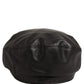 Black Lambskin Leather Newsboy Capello Hat