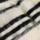 Black White Striped Angora Knitted Beanie One Size Hat
