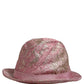 Pink Metallic Jacquard Pattern Bucket Capello Hat