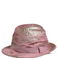 Pink Metallic Jacquard Pattern Bucket Capello Hat