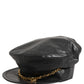 Black Cotton Gold DG Chain Baker Boy Capello Hat