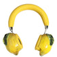 Yellow Vibrant Lemon Leather Headset Headphones
