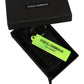 Neon Green Logo Print Charm Metal Keychain Keyring