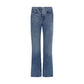 Blue Cotton Straight-Leg Jeans