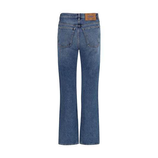 Blue Cotton Straight-Leg Jeans
