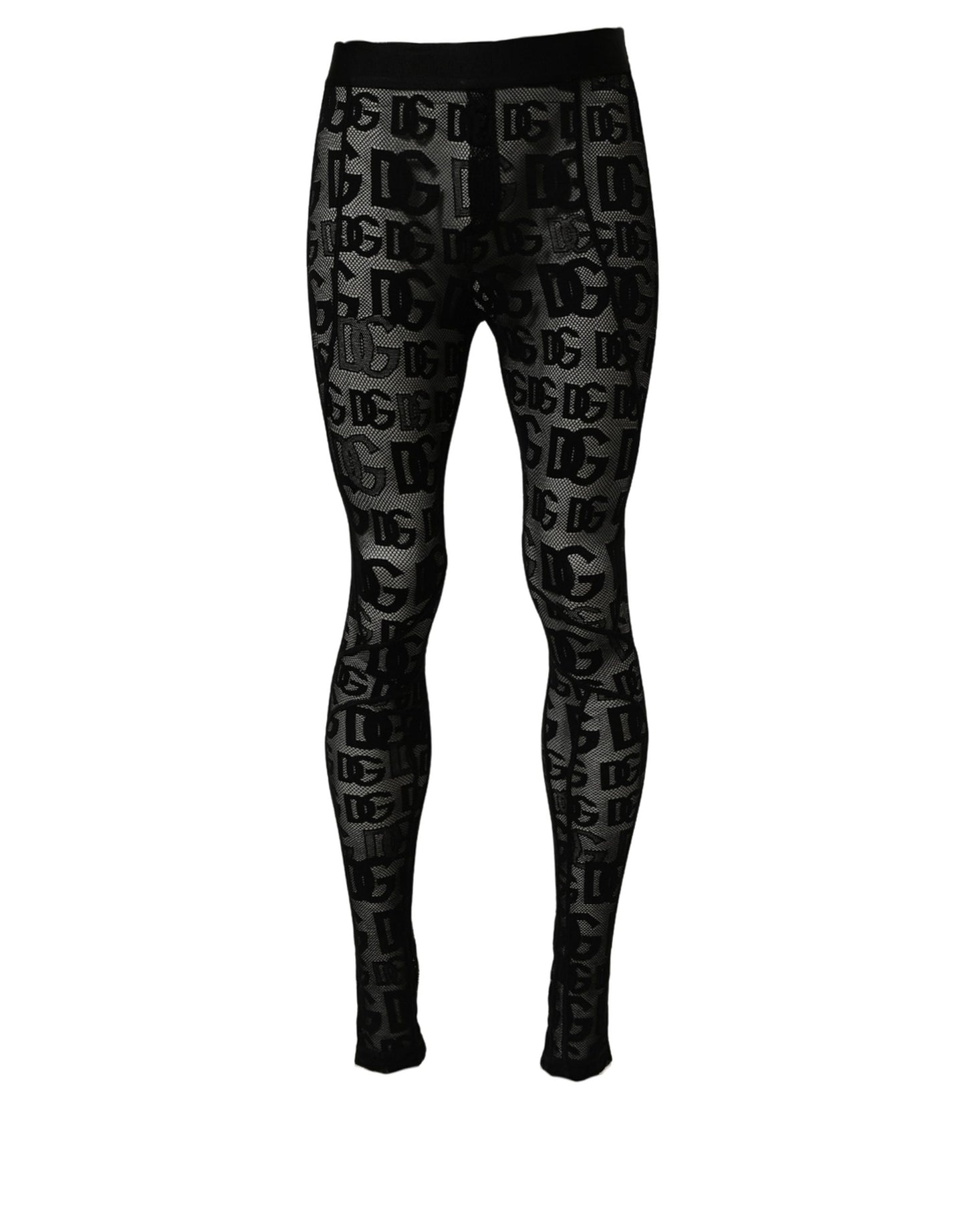 Black All Over Logo Print Sheer Pantyhose Underwear