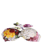 White Floral Print Nylon Beachwear Bikini Top