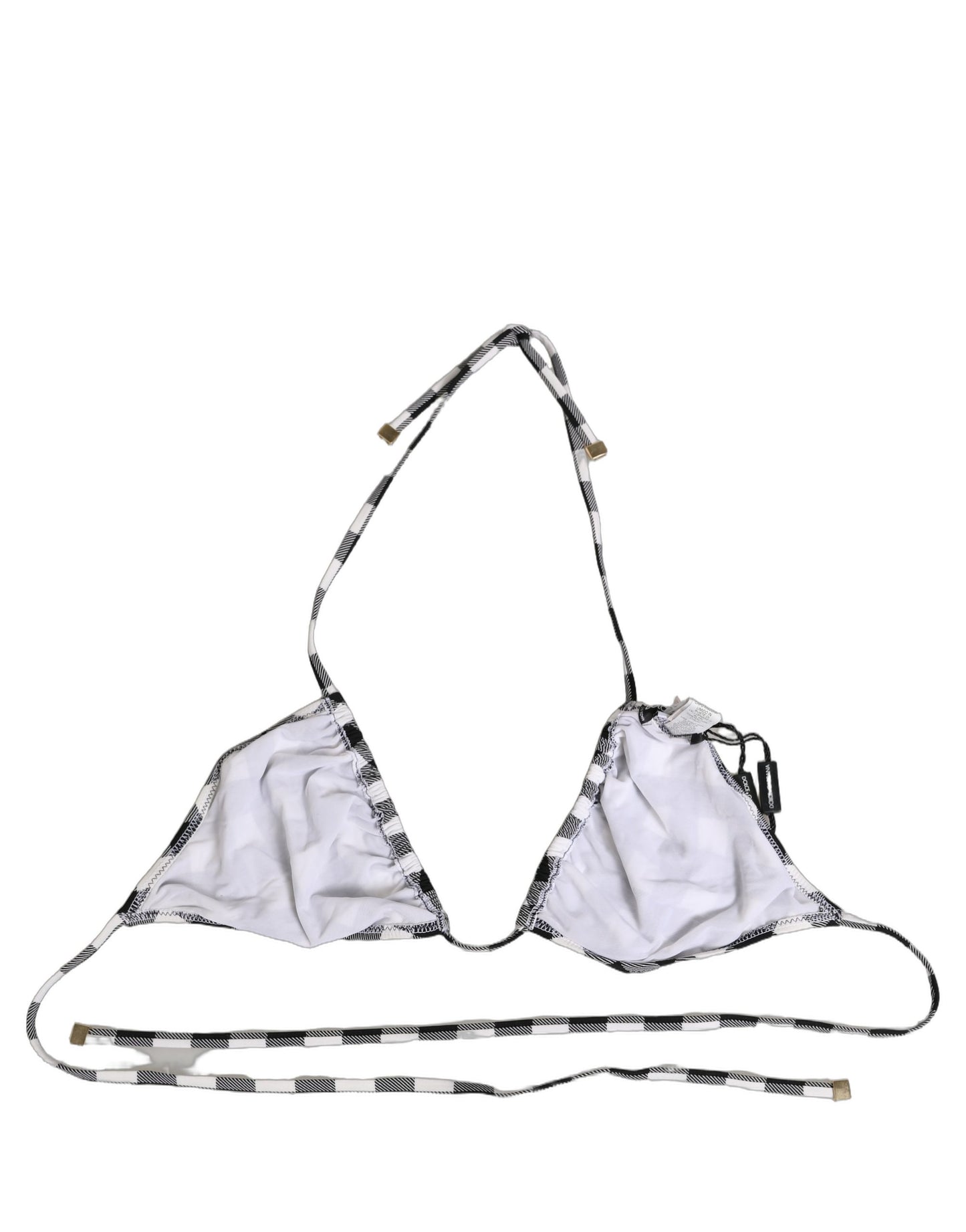 Black White Checkered Halter Beachwear Bikini Top