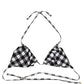 Black White Checkered Halter Beachwear Bikini Top